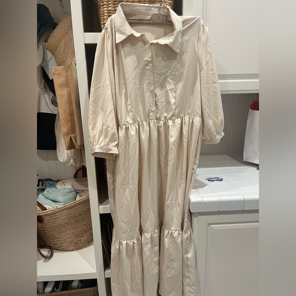 SHEIN Cream Button-Up Dress SIZE 1XL